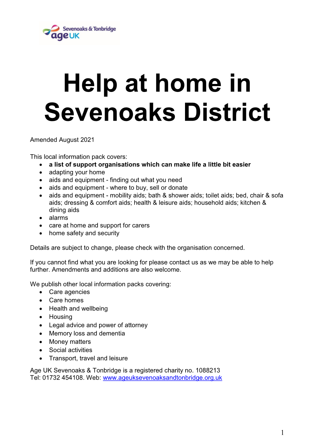 Help at Home in Sevenoaks District