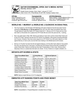 WORLD NO. 1 MURRAY Vs WORLD NO. 2 DJOKOVIC in DOHA FINAL