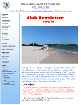 Richmond River Sailing and Rowing Club Website: P.O