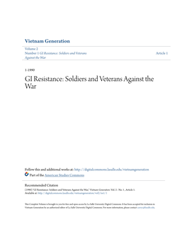 Soldiers and Veterans Against the War