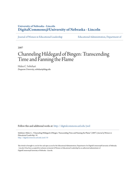 Channeling Hildegard of Bingen: Transcending Time and Fanning the Flame Helen C