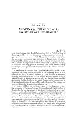 Appendix SCAPIN 919, “Removal and Exclusion of Diet Member”