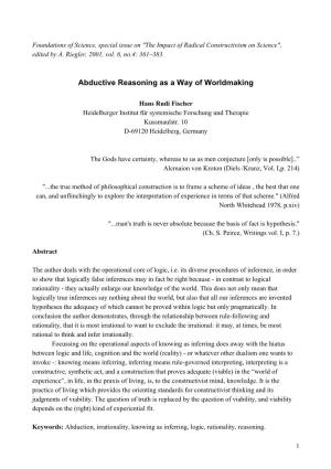 Abductive Reasoning As a Way of Worldmaking