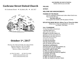 Cochrane Street United Church October 1St, 2017