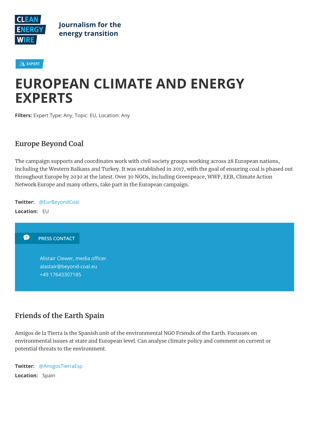 European Climate and Energy Experts