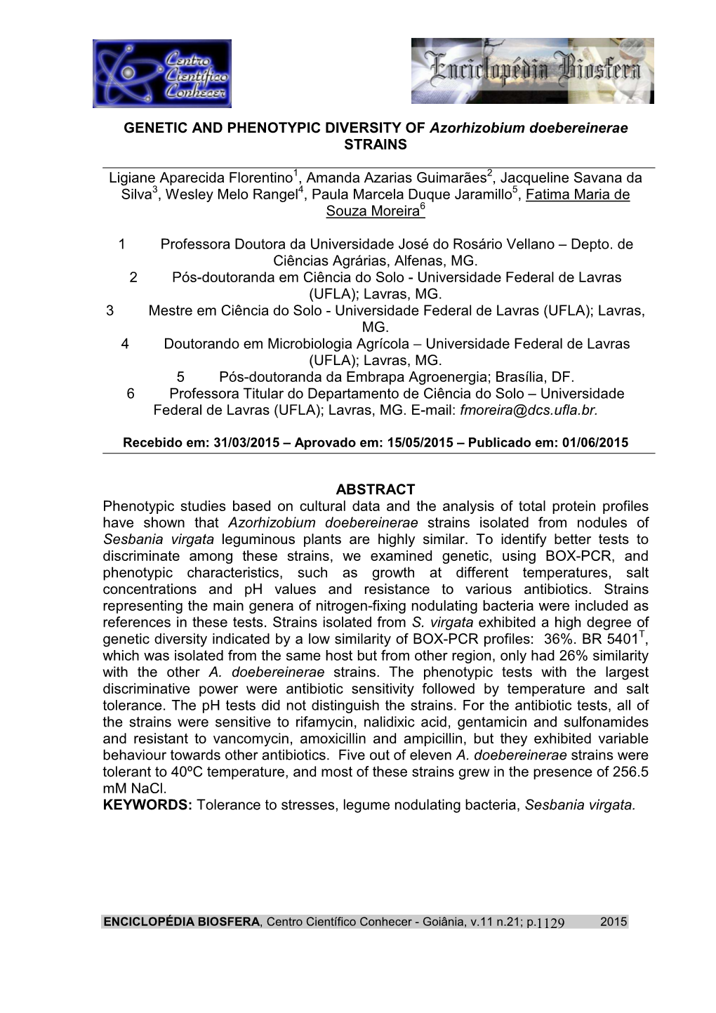 GENETIC and PHENOTYPIC DIVERSITY of Azorhizobium Doebereinerae STRAINS