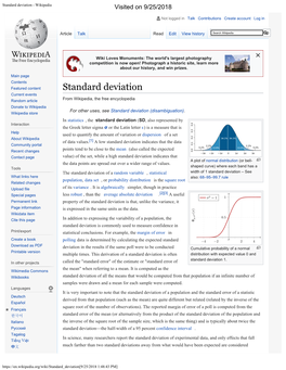 Standard Deviation - Wikipedia Visited on 9/25/2018