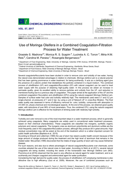Use of Moringa Oleifera in a Combined Coagulation-Filtration Process for Water Treatment