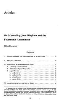 On Misreading John Bingham and the Fourteenth Amendment