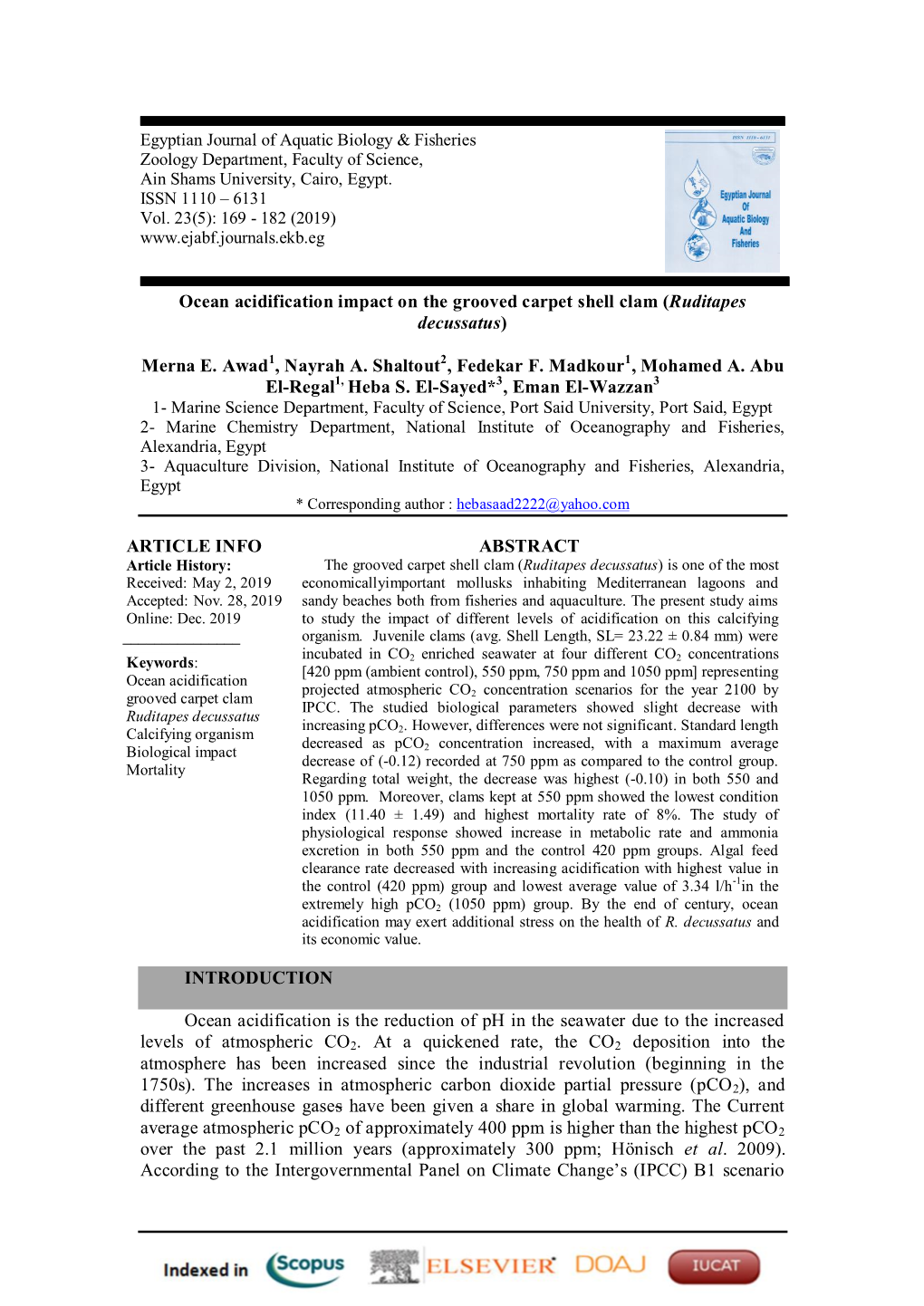 Ocean Acidification Impact on the Grooved Carpet Shell Clam (Ruditapes Decussatus)