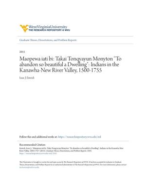 Indians in the Kanawha-New River Valley, 1500-1755 Isaac J