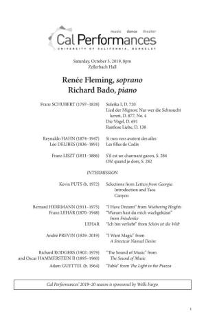 Renée Fleming, Soprano Richard Bado, Piano