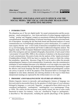 Prosody and Paralanguage in Speech and the Social Media: the Vocal and Graphic Realisation of Affective Meaning