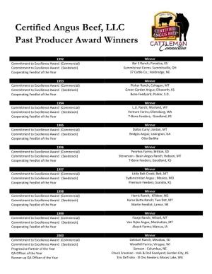 Certified Angus Beef, LLC Past Producer Award Winners