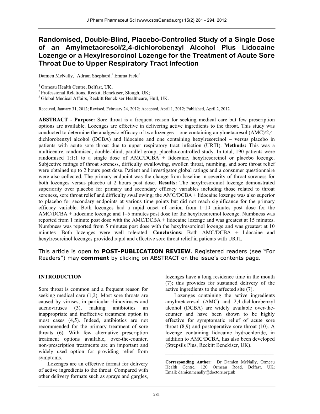 Randomised, Double-Blind, Placebo-Controlled Study of A