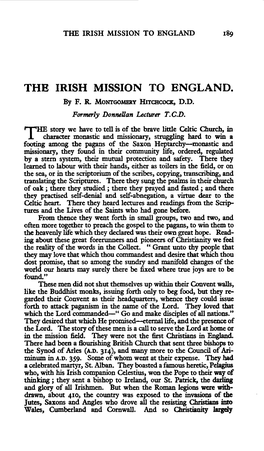 "The Irish Mission to England," the Churchman 52.4
