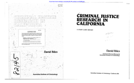 Eriminal JUSTICE RESEARCH in CALIFORNIA