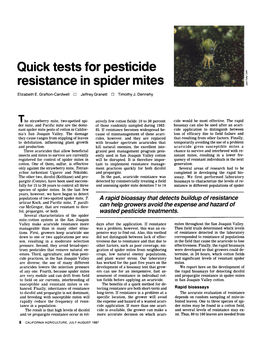 Quick Tests for Pesticide Resistance in Spider Mites