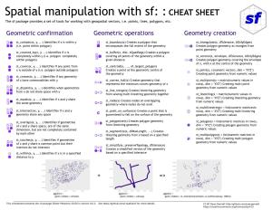 CHEAT SHEET the Sf Package Provides a Set of Tools for Working with Geospatial Vectors, I.E
