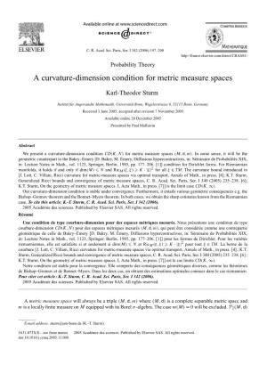 A Curvature-Dimension Condition for Metric Measure Spaces