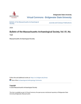 Bulletin of the Massachusetts Archaeological Society, Vol. 81, No