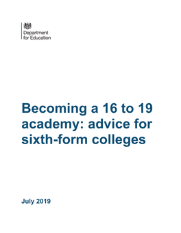 Becoming a 16 to 19 Academy: Advice for Sixth-Form Colleges
