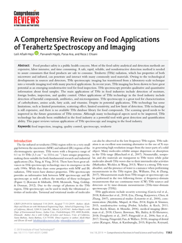 A Comprehensive Review on Food Applications of Terahertz Spectroscopy and Imaging Leili Afsah-Hejri , Parvaneh Hajeb, Parsa Ara, and Reza J