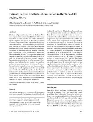 Primate Census and Habitat Evaluation in the Tana Delta Region, Kenya