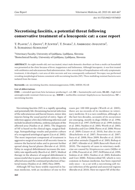 Necrotising Fasciitis, a Potential Threat Following Conservative Treatment of a Leucopenic Cat: a Case Report