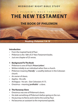 The New Testament the Book of Philemon