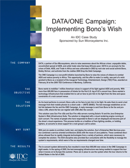 DATA/ONE Campaign: Implementing Bono's Wish