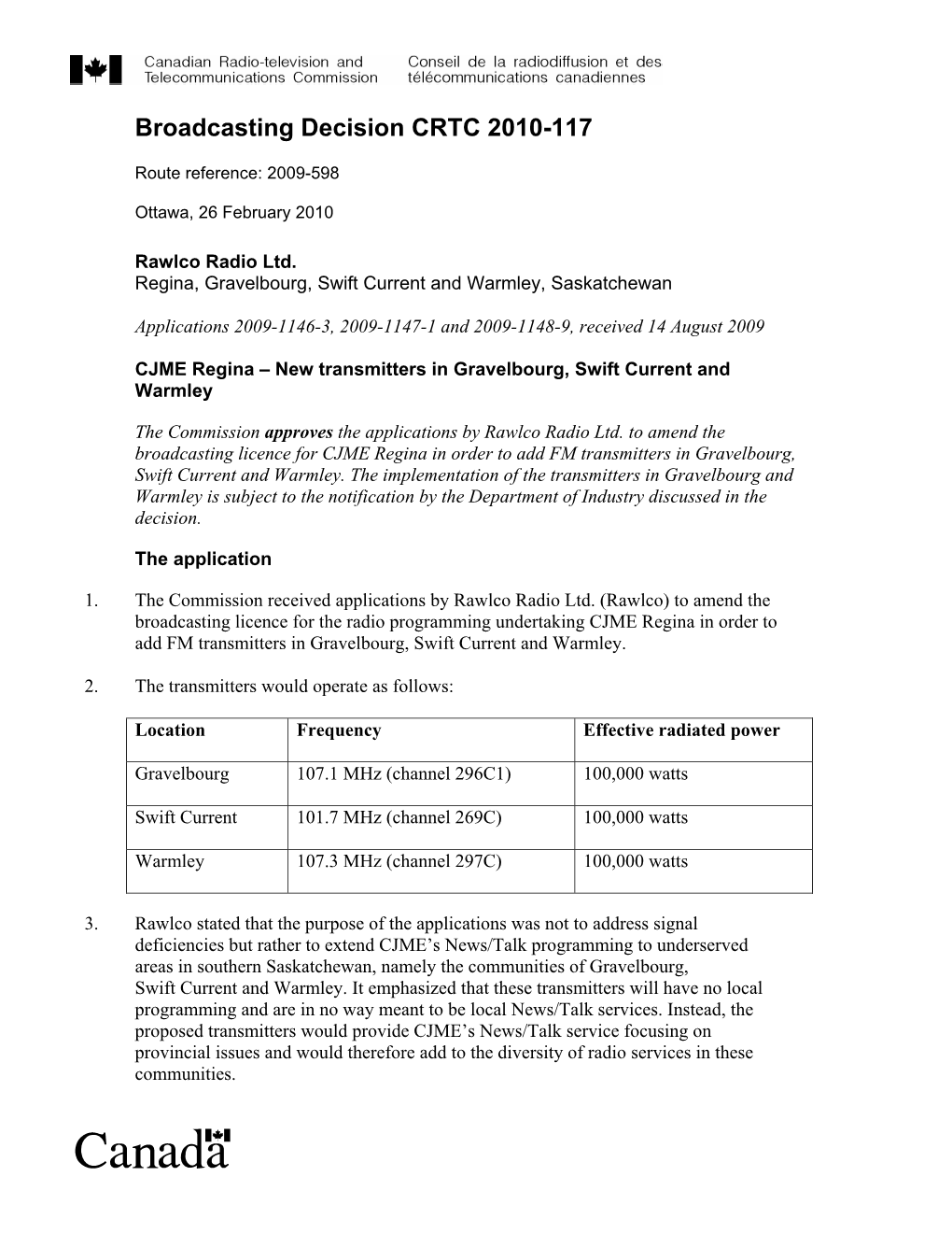 Broadcasting Decision CRTC 2010-117