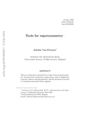Arxiv:Hep-Th/9910030V7 12 Feb 2016 Tools for Supersymmetry 1