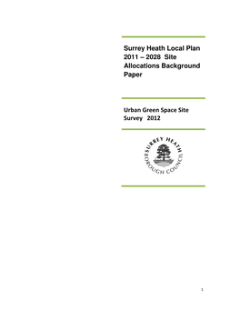 Surrey Heath Local Plan 2011 – 2028 Site Allocations Background Paper