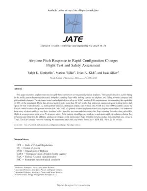 Airplane Pitch Response to Rapid Configuration Change: Flight Test and Safety Assessment