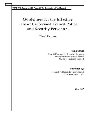 Guidelines for the Effective Use of Uniformed Transit Police and Security Personnel