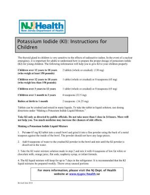 Potassium Iodide (KI): Instructions for Children
