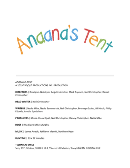 Anaana's Tent a 2019 Taqqut Productions Inc