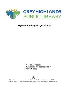 Digitization Project Tips Manual