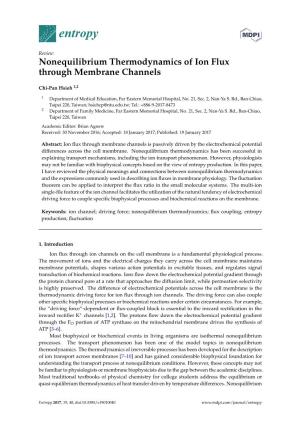 Nonequilibrium Thermodynamics of Ion Flux Through Membrane Channels