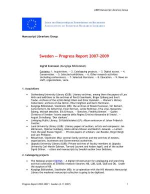 Sweden — Progress Report 2007-2009