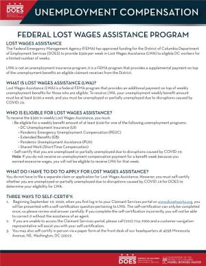 Lost Wages Assistance (LWA) to Eligible DC Workers for a Limited Number of Weeks