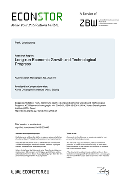 Long-Run Economic Growth and Technological Progress