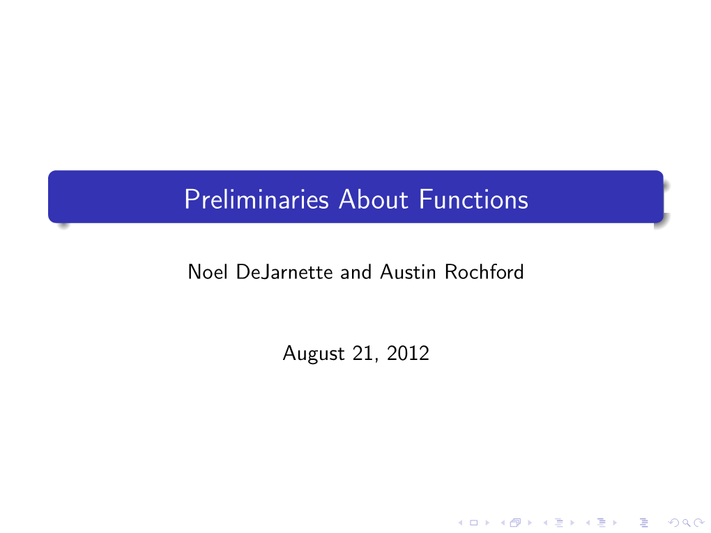 Preliminaries About Functions