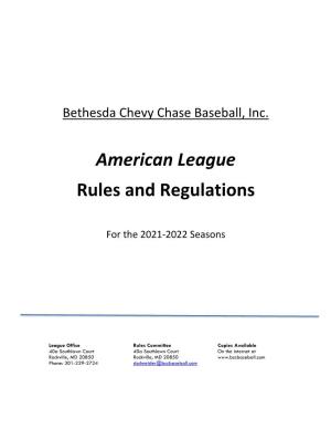 American League Rules and Regulations