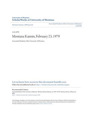 Montana Kaimin, February 23, 1979 Associated Students of the University of Montana