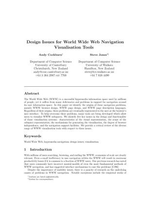 Design Issues for World Wide Web Navigation Visualisation Tools