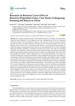 Research on Resource Curse Effect of Resource-Dependent Cities: Case Study of Qingyang, Jinchang and Baiyin in China