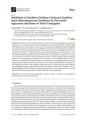 Inhibition of Xanthine Oxidase-Catalyzed Xanthine and 6-Mercaptopurine Oxidation by Flavonoid Aglycones and Some of Their Conjugates