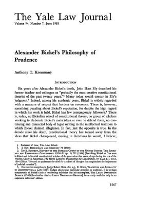 Alexander Bickel's Philosophy of Prudence